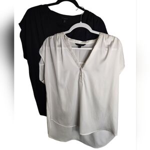 Banana Republic Blouse Bundle Black & White Draped Split Neck Tops M